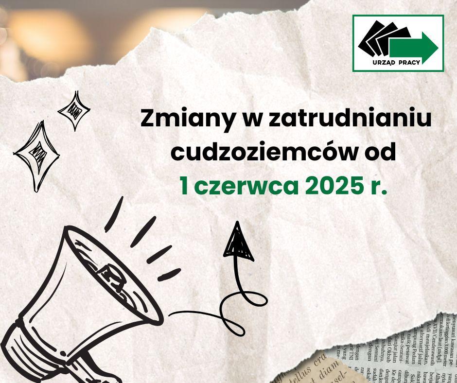 Po prawej stronie logo urzędu. Na dole głośnik, W środku tekst.